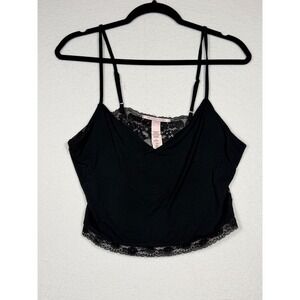 Victoria's Secret Camisole Women LG Black Lace Back Modal Crop Top 11214875 NEW